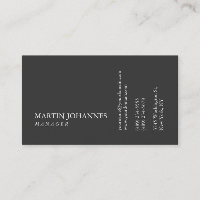 Modern Professional Plain Grey Business Card (Front)