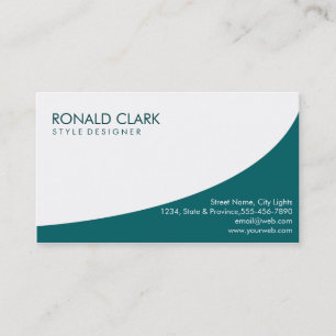 Modern Professional Plain White Cyan Automative Business Card