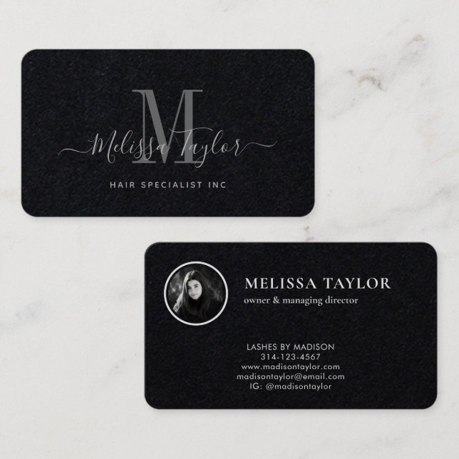 Modern Professional Premium Black Signature Business Card (Front/Back)