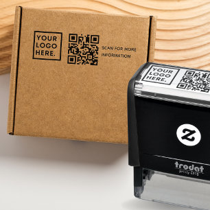 Modern Professional QR Code Custom Business Logo  Self-inking Stamp