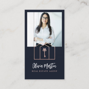Modern Professional Real Estate Photo & Logo Busin Business Card