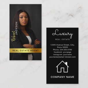 Modern Professional Real Estate Realtor Add Photo  Business Card