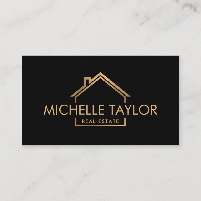 Modern Professional Real Estate Script House Busin Business Card (Front)