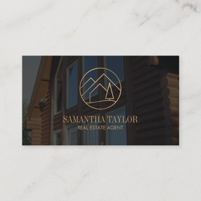 Modern Professional Realtor Mountain Realty QRCode Business Card (Front)