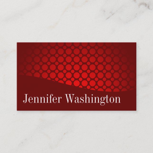 Modern Professional Red Polka Dot Business Cards (Front)