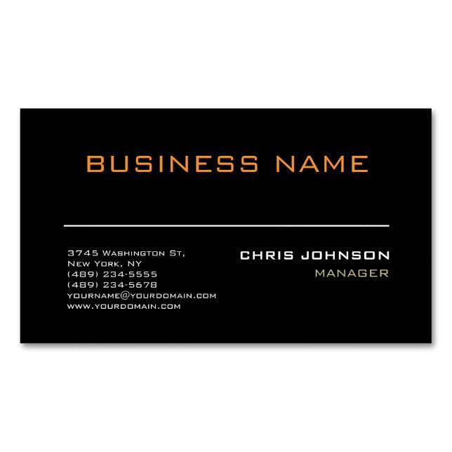 Modern Professional Rich Black Business Card (Front)