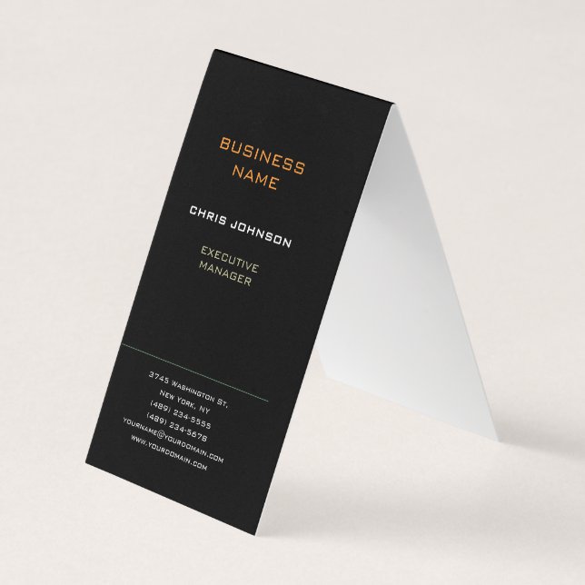 Modern Professional Rich Black Plain Business Card (Front)