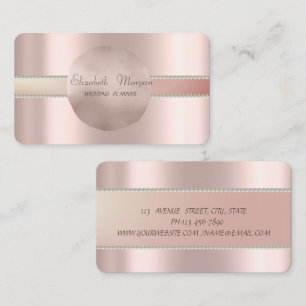  Modern Professional Rose Gold Circle Pearls Business Card