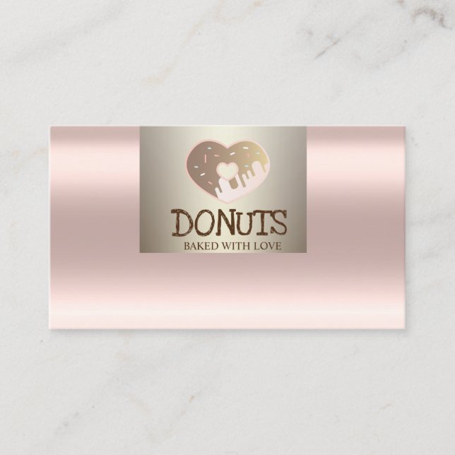 Modern Professional,Rose Gold,Doughnuts,Bakery Business Card (Front)