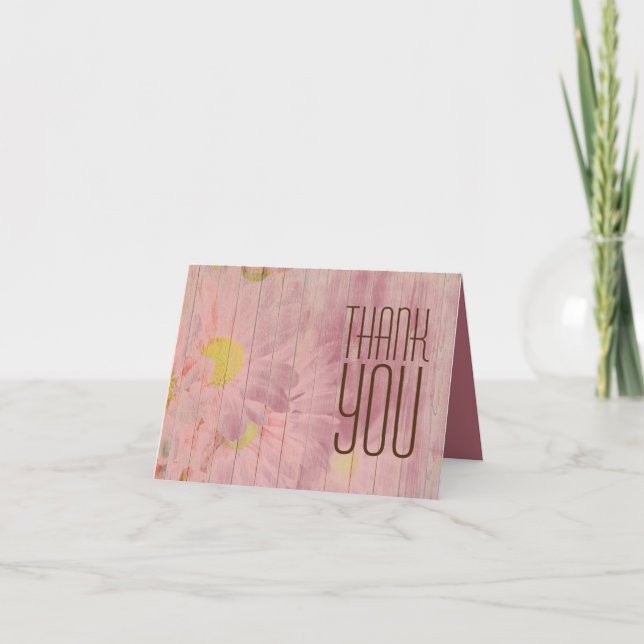 Modern Professional Rose Gold Floral Minimalist  Thank You Card (Front)