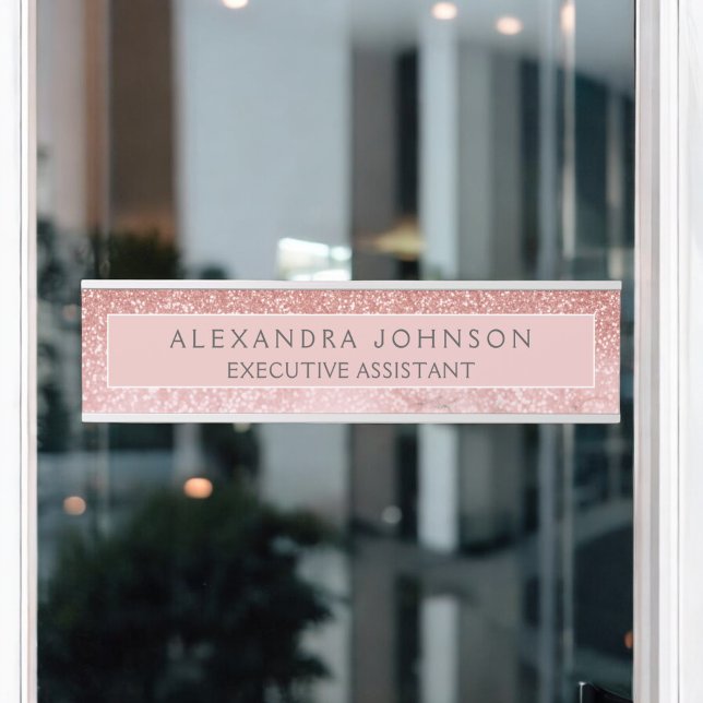Modern Professional Rose Gold Glitter Marble Door Sign (Creator Uploaded)