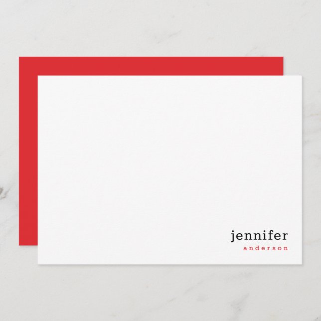 Modern Professional Rose Red Correspondence   Card (Front/Back)