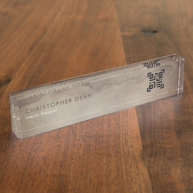 Modern Professional Rustic Brown Abstract Painting Nameplate (Side)