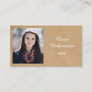 Modern Professional Rustic Kraft Photo Business Card