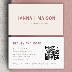 Modern, professional, salon, beige, Qr-Code Business Card