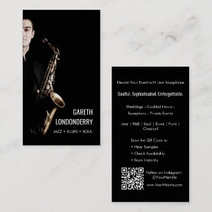 Modern Professional Saxophonist Musician Photo Business Card