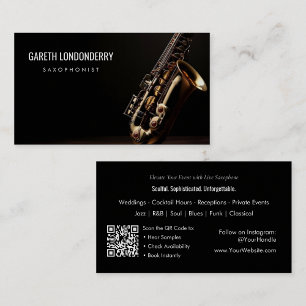 Modern Professional Saxophonist Musician QR Code Business Card