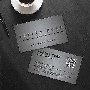 Modern Professional Shiny Black Aluminium Metal  Business Card