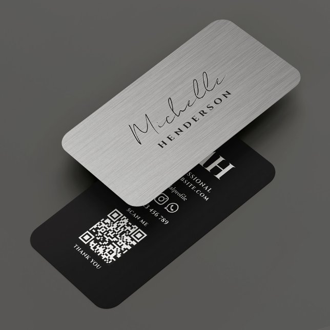 Modern Professional Silver Black Metallic Business Card (Modern Professional Silver Black Metallic Business Card
)