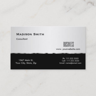 Modern Professional Silver Metal Consultant Business Card