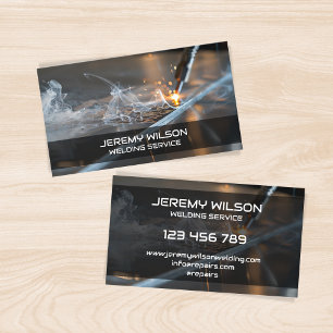 Modern Professional Silver Metal Welder Business Card