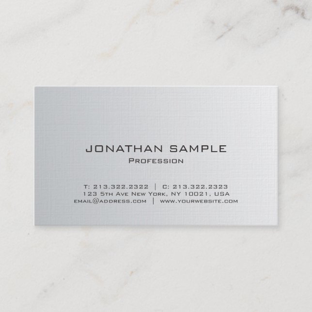 Modern Professional Silver Sleek Design Luxury Business Card (Front)