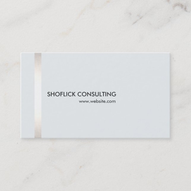 Modern Professional Silver Stripe Light Grey Business Card (Front)