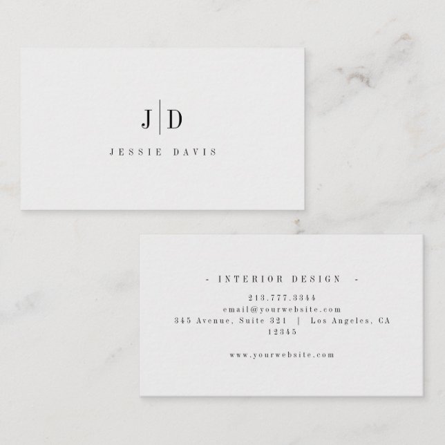 Modern Professional Simple Monogram  Business Card (Front/Back)