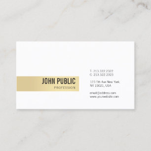 Modern Professional Simple Template Gold White Business Card