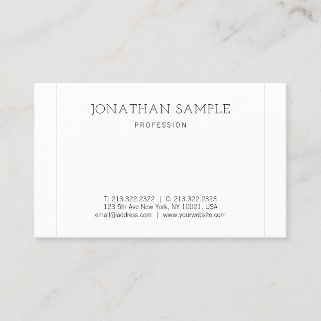 Modern Professional Sleek Design Elegant Plain Business Card (Front)