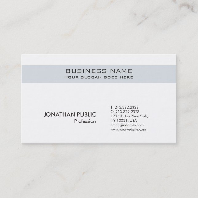 Modern Professional Sleek Trendy Classy Plain Business Card (Front)