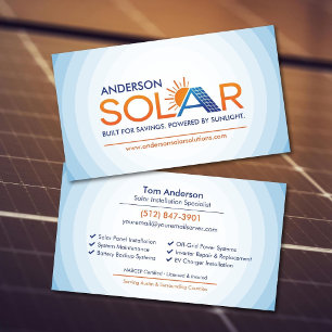 Modern Professional Solar Panel Installation Business Card