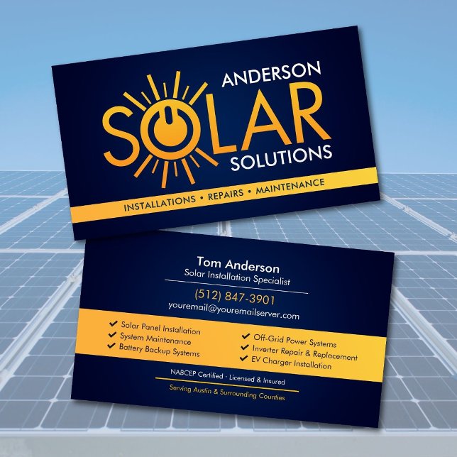 Modern Professional Solar Panel Installation Business Card (Creator Uploaded)