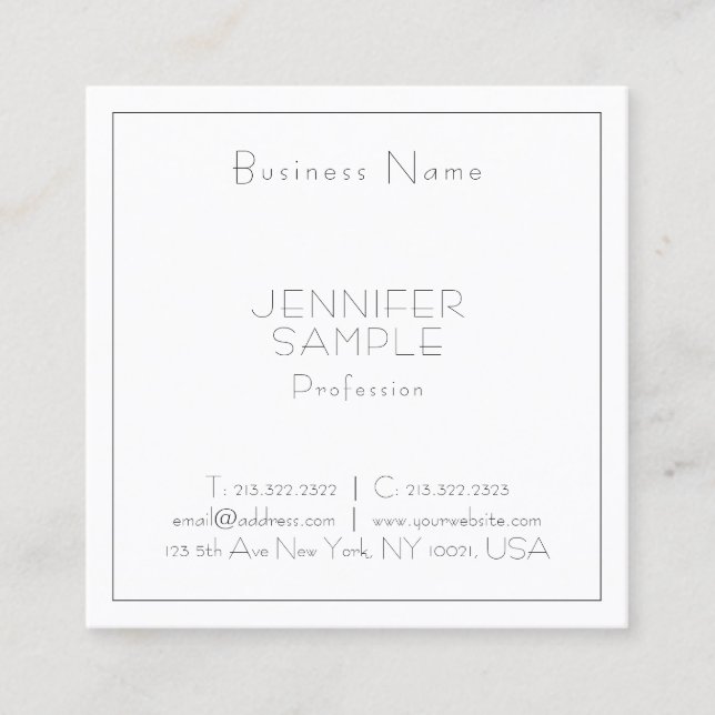 Modern Professional Square Elegant Luxury Plain Square Business Card (Front)