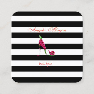 Modern Professional Striped -Heel Square Business Card