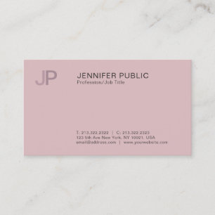 Modern Professional Stylish Color Monogram Plain Business Card