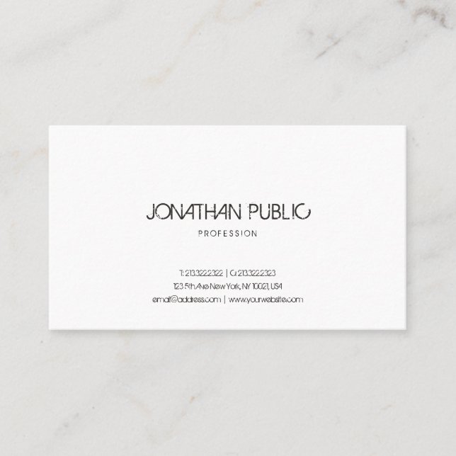 Modern Professional Stylish Minimalist Template Business Card (Front)