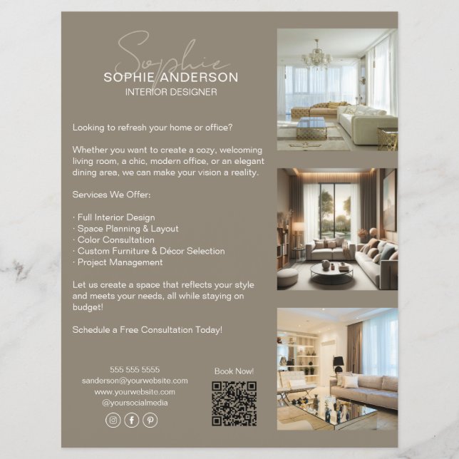 Modern Professional Taupe Business Flyer (Front)