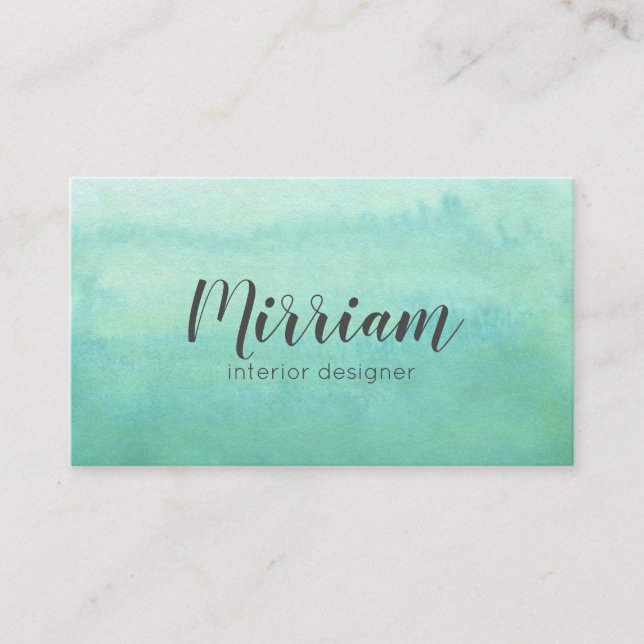 Modern professional teal watercolor business card (Front)