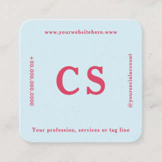 Modern Professional Template Pink-Red & Light Blue Square Business Card