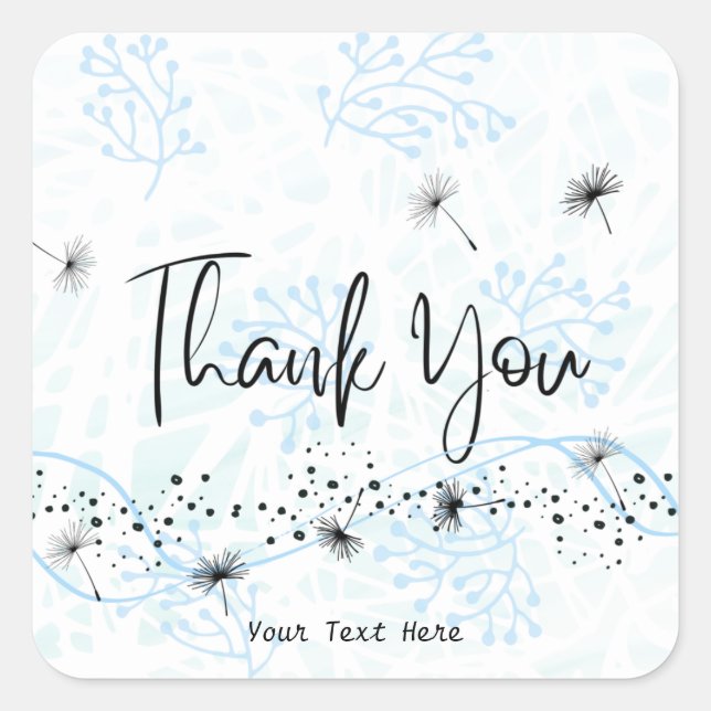 Modern Professional Thank You Typography Blue Square Sticker (Front)