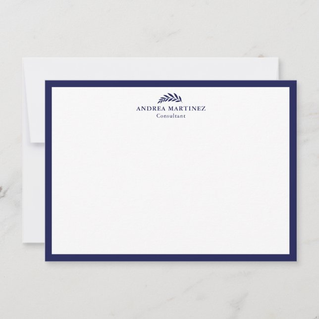 Modern Professional Thick Navy Blue Border  Card (Front)