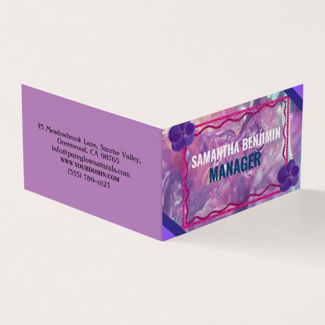 Modern Professional Trendy Purple Pink Stylish Business Card (Outside)