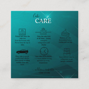 Modern Professional Turquoise Cake Care   Square Business Card