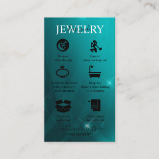Modern Professional Turquoise Jewellery Care Business Card