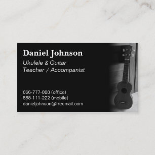 Modern, Professional, Ukulele and guitar teacher Business Card