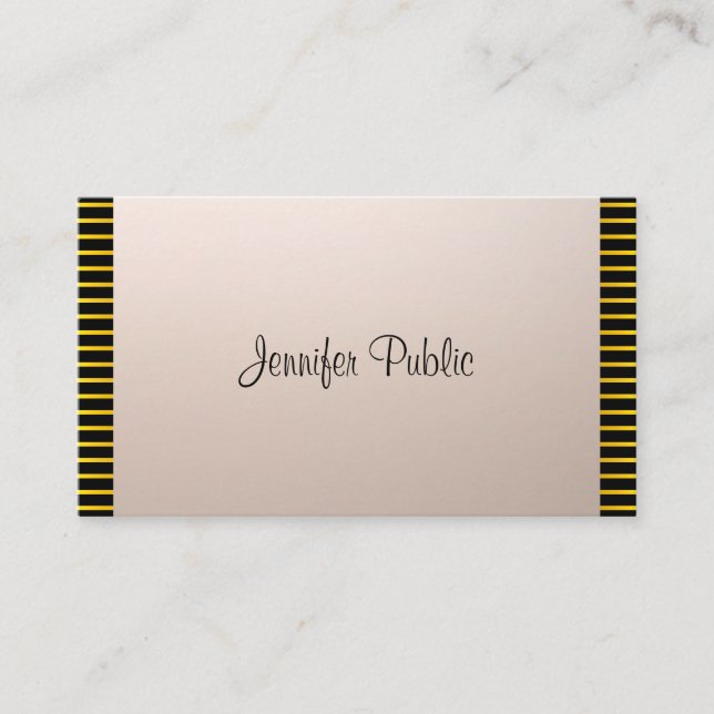 Modern Professional Unique Elegant Gold Stripes Business Card (Front)