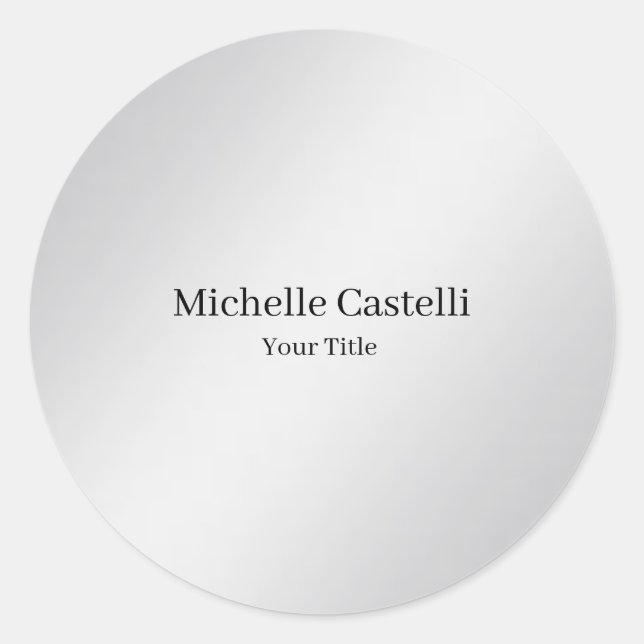 Modern Professional Unique Metalic Grey Classic Round Sticker (Front)