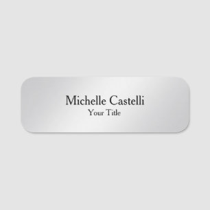 Modern Professional Unique Metalic Grey Name Tag
