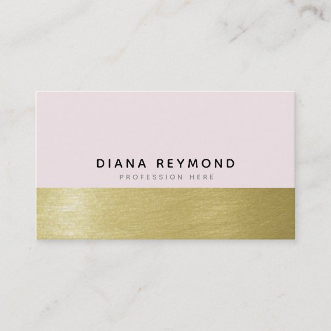 modern professional very light pink & faux gold business card (Front)